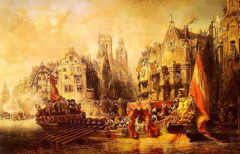  Eugene Isabey Arrival of the Duke of Alba at Rotterdam in 1567 oil painting picture
